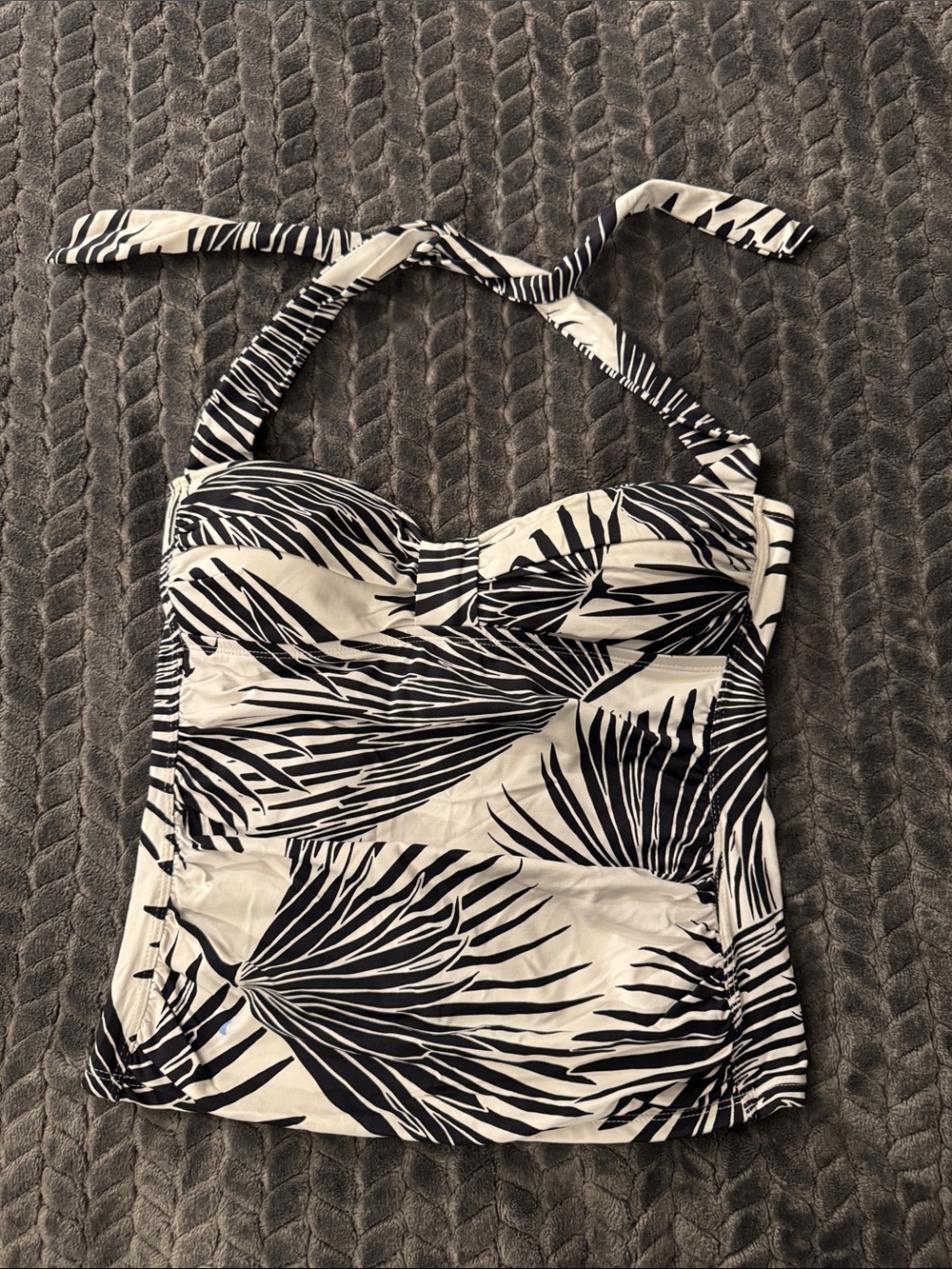 Tommy Bahama Black and White Palm Halter Swim Top